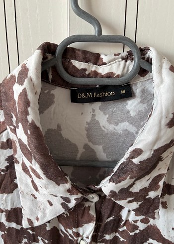 Düğmeli Kahverengi Batik Desenli Uzun Kollu Gömlek - Görsel 2