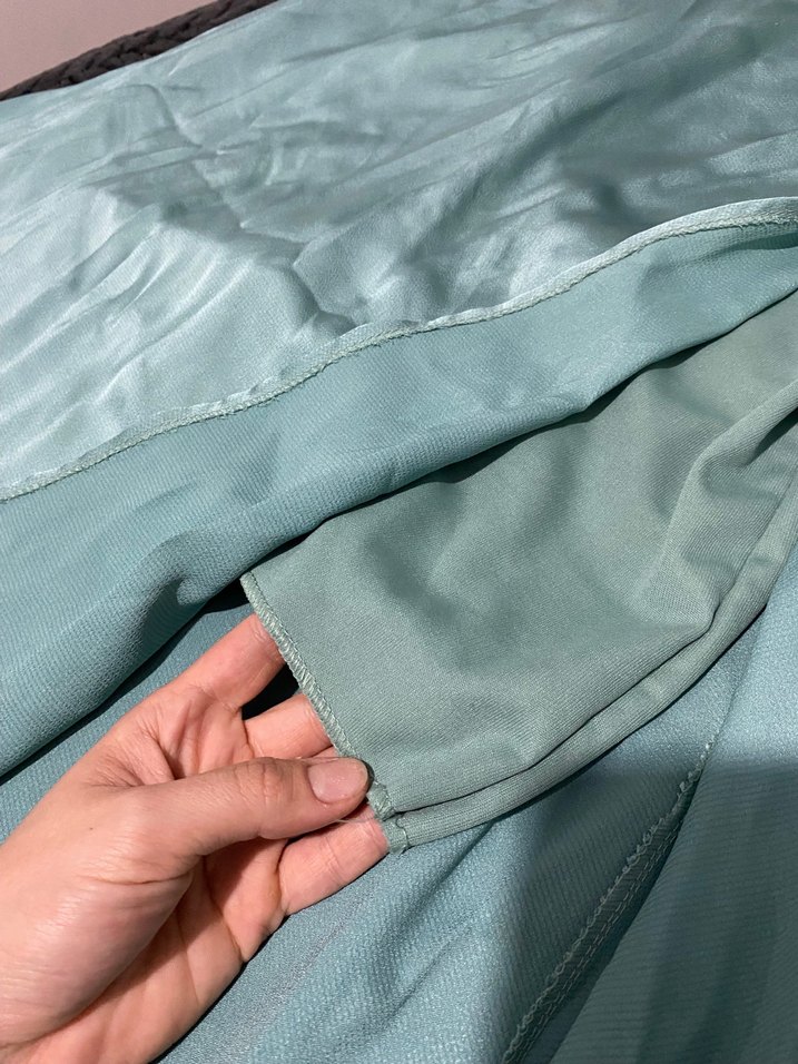 Turkuaz Drapeli uzun Abiye Elbise - Görsel 5