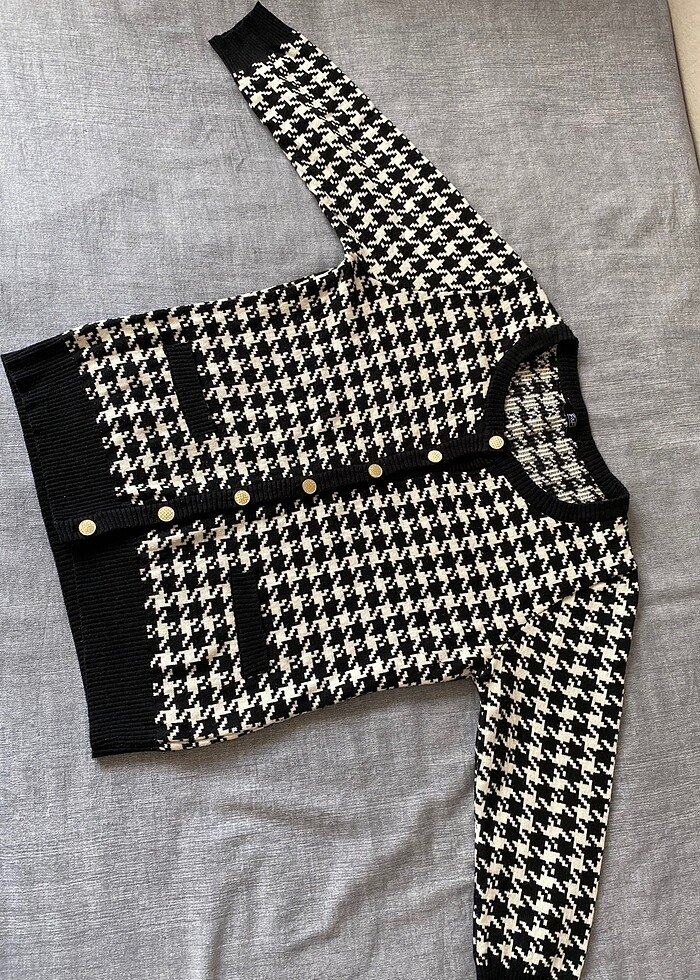 Kaz Ayağı desenli Hırka - Görsel 2