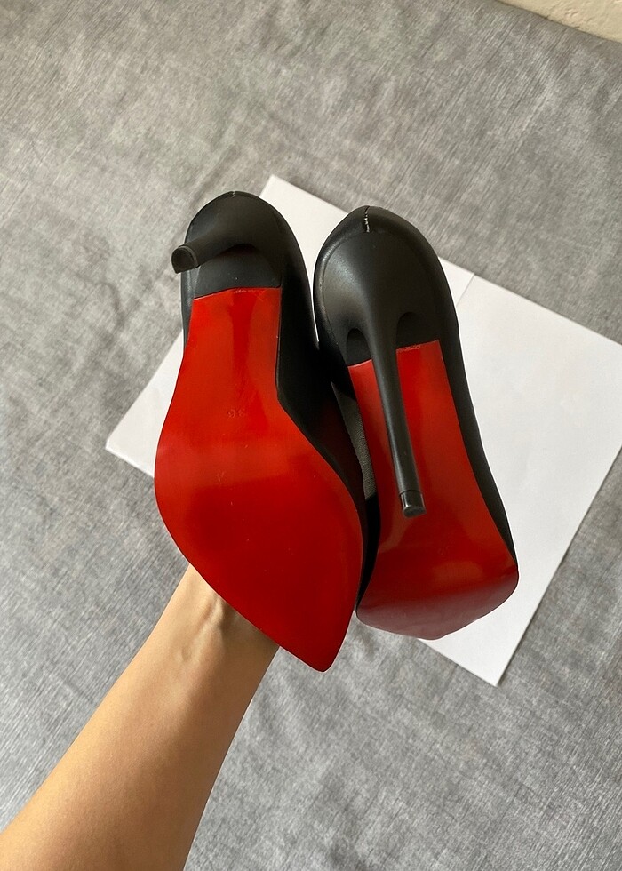 Siyah Deri Sivri Uçlu Stiletto - Görsel 4