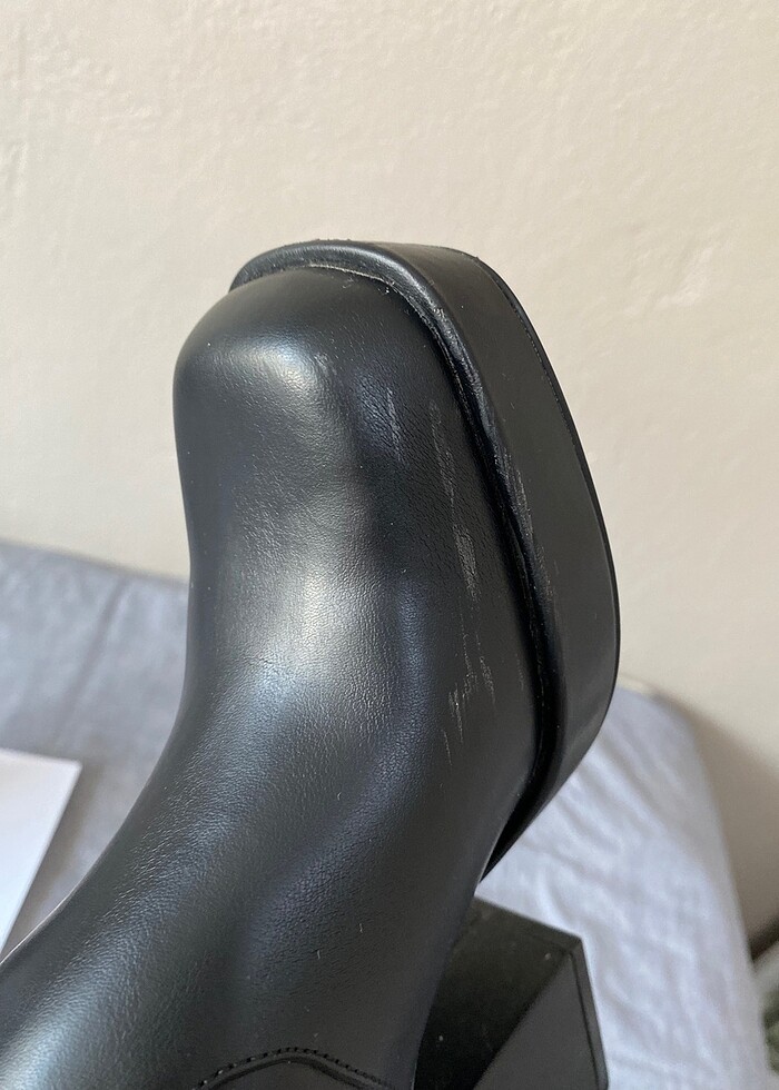 Pull&Bear Suni Deri Kalın Topuklu Bot - Görsel 3