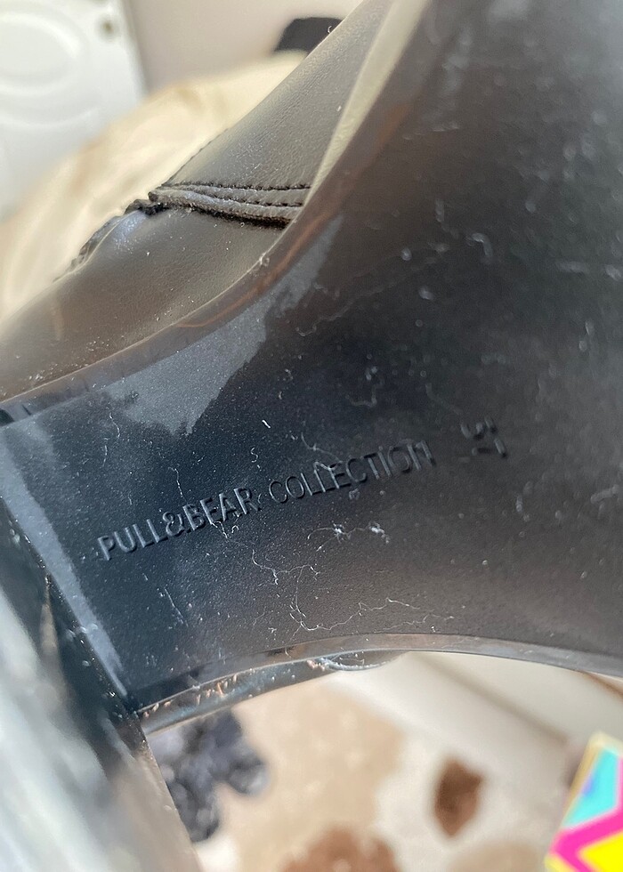 Pull&Bear Suni Deri Kalın Topuklu Bot - Görsel 4