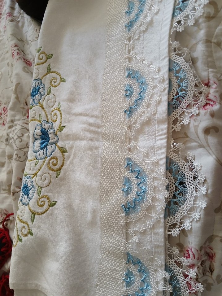 Beyaz Nakışlı el havlusu buyuk - Görsel 2