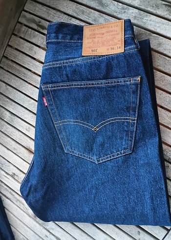 Levis Levi S 501 Koyu Mavi Denim Jean Bedenleri Mevcuttur Orijinal
