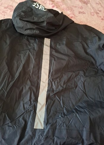 Siyah Kapüşonlu Fermuarlı Kadın Spor Yagmurluk Ceket - Görsel 6