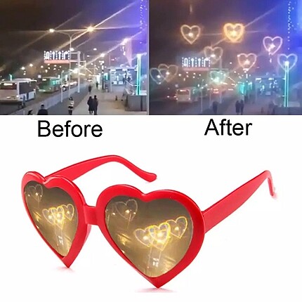 siyah pembe kalp gözlük