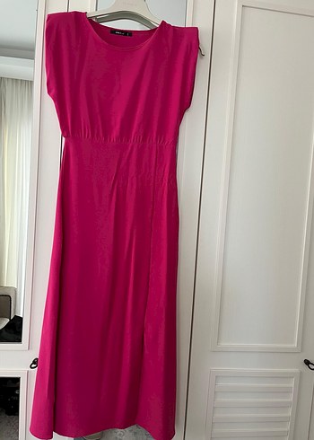 Pembe Drapeli Uzun Bohem Elbise - Görsel 2