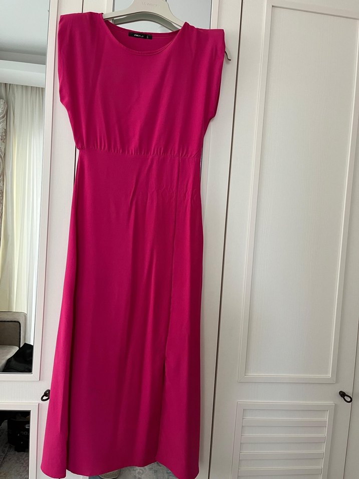 Pembe Drapeli Uzun Bohem Elbise - Görsel 2