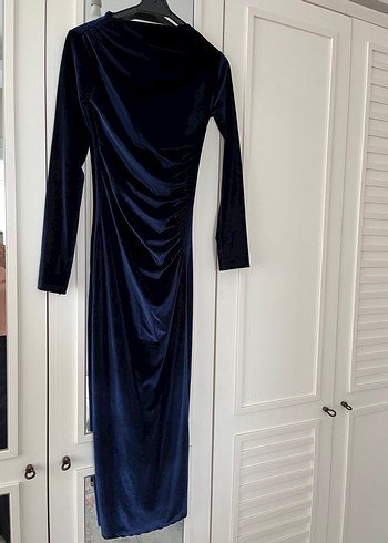 Maestro Kadın Lacivert Kadife Elbise - Görsel 2