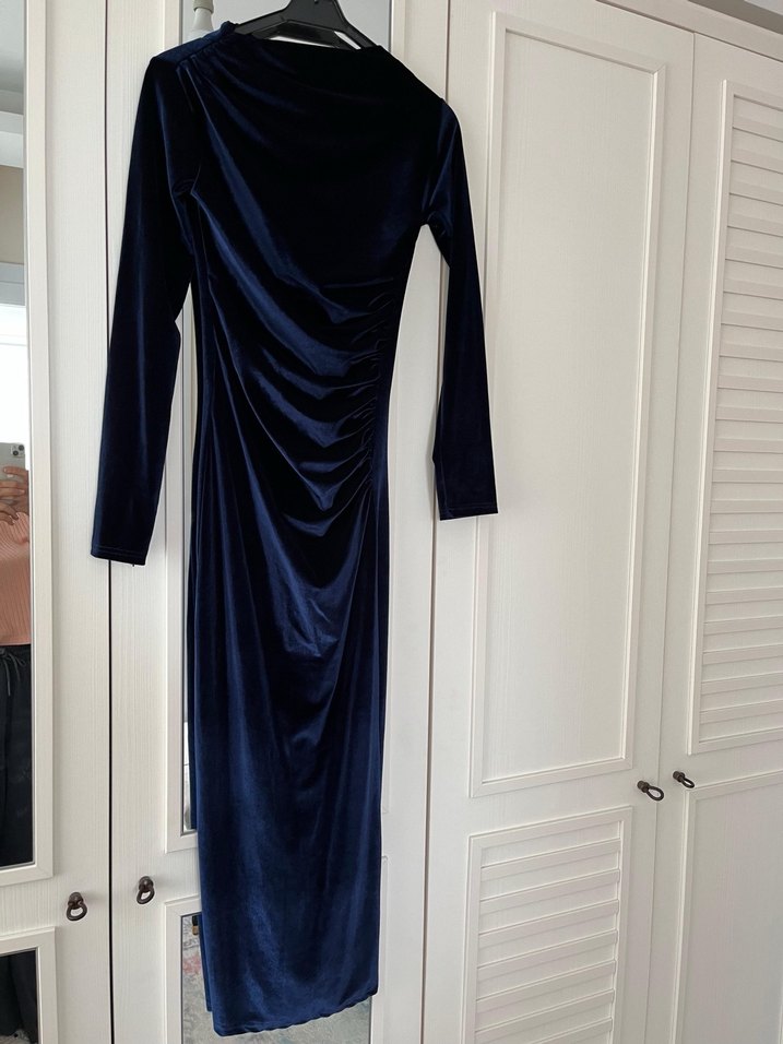 Maestro Kadın Lacivert Kadife Elbise - Görsel 2