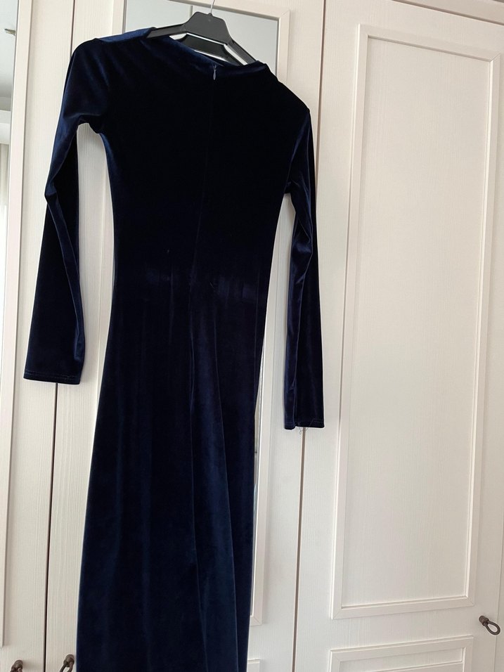 Maestro Kadın Lacivert Kadife Elbise - Görsel 3