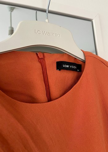 Kahverengi Drapeli Uzun Saten Elbise - Görsel 2