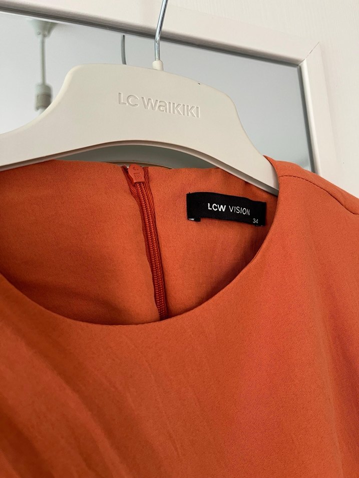 Kahverengi Drapeli Uzun Saten Elbise - Görsel 2