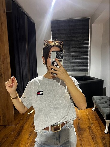 TOMMY HİLFİGER GRİ ORİJİNAL PAMUKLU TİŞÖRT