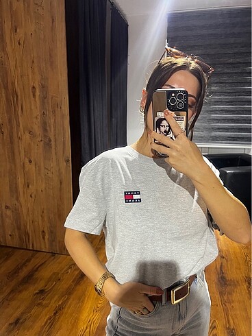Tommy Hilfiger TOMMY HİLFİGER GRİ ORİJİNAL PAMUKLU TİŞÖRT