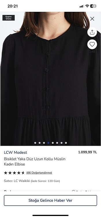 34 Beden Lcw müslin siyah elbise