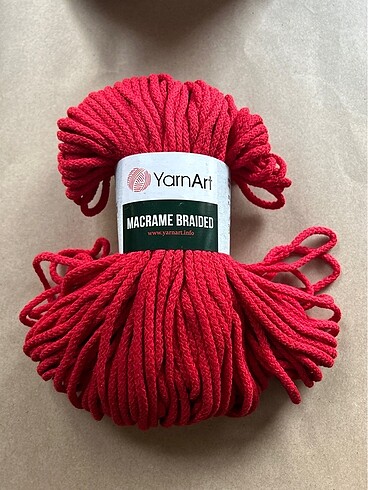 Yarnart macrame braided kırmızı makrome ipi