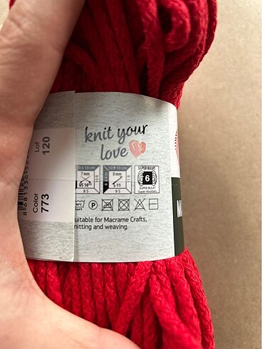 Beden kırmızı Renk Yarnart macrame braided kırmızı makrome ipi