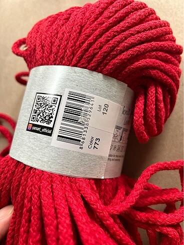 Beden Yarnart macrame braided kırmızı makrome ipi