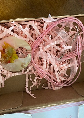 Pembe Boncuklu Mini Bohem Kolye - Görsel 2