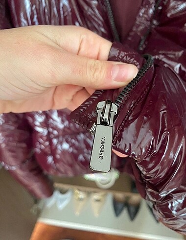 xs Beden Bordo şişme mont #bershka