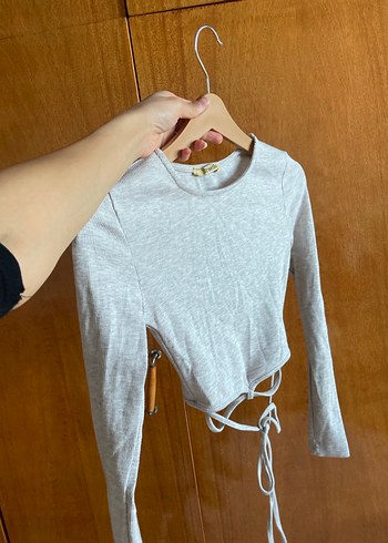 Diğer Gri Uzun Kollu Crop Top