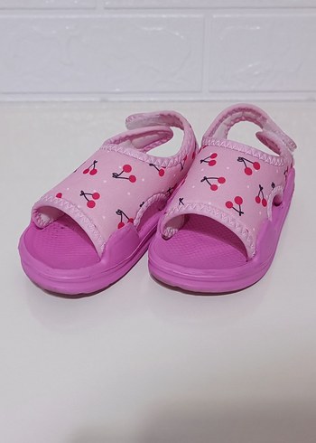 Kız Çocuk Pembe Cırt Cırtlı Sandalet - Görsel 2