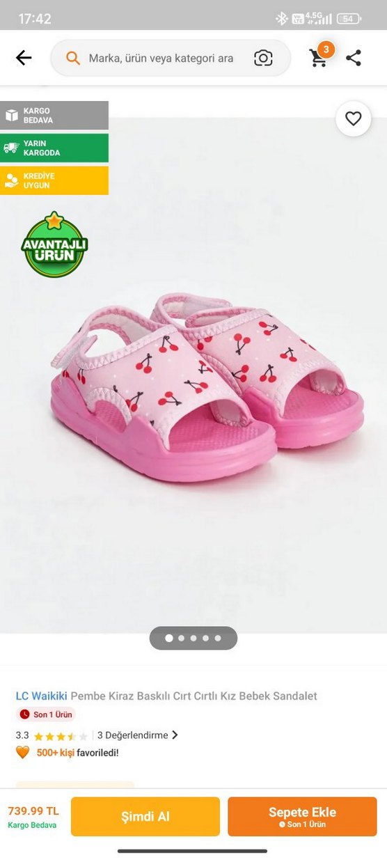 Kız Çocuk Pembe Cırt Cırtlı Sandalet - Görsel 4