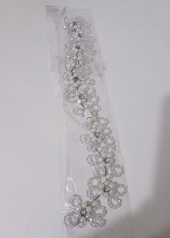 Boncuk İşlemeli Örgü Saç Aksesuarı - Görsel 3