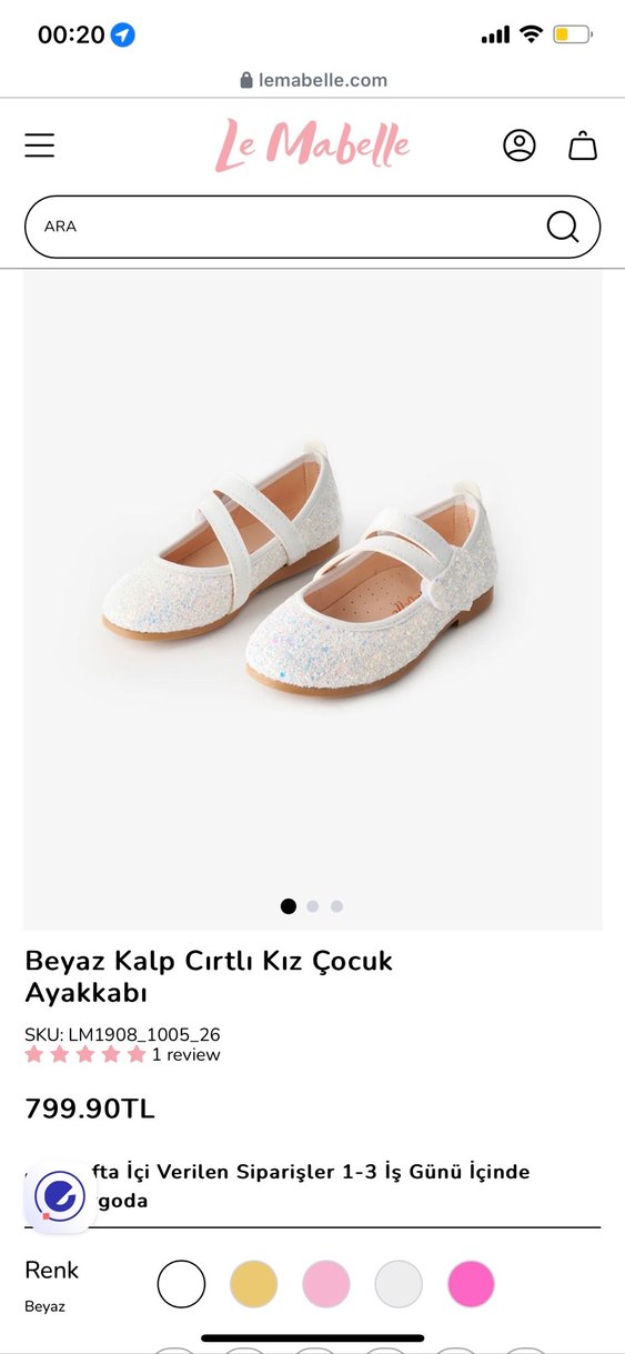 Kız Çocuk Beyaz Simli Babet Ayakkabı - Görsel 4