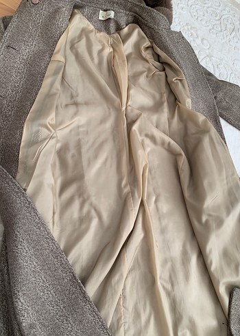 Kürk Detaylı Kahverengi Midi Kadın Yün Kaban - Görsel 5