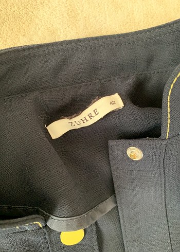 Kadın Lacivert Nakışlı Uzun Düğmeli Kaban - Görsel 4