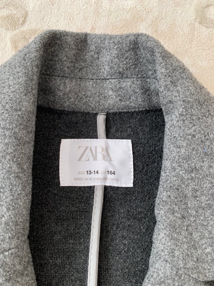 Gri Düğmeli Yün Kaban - Görsel 4