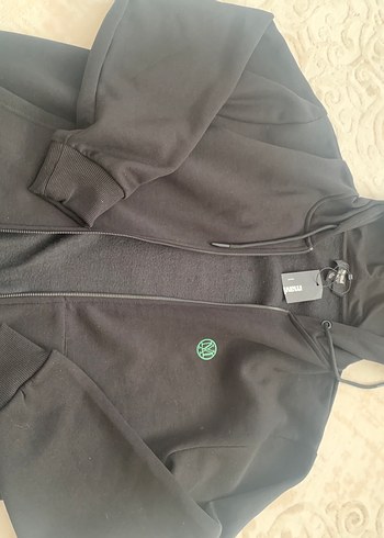 Mühür Logo Nakışlı Siyah Fermuarlı Sweatshirt - Görsel 6