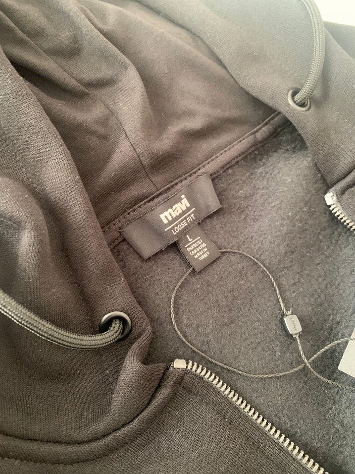 Mühür Logo Nakışlı Siyah Fermuarlı Sweatshirt - Görsel 3