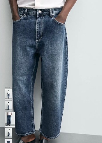 Lacivert Bol Kesim Midi Boy erkek Kot Pantolon - Görsel 3
