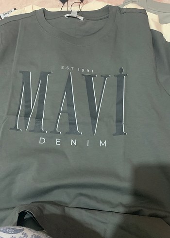 Gri Mavi Baskılı Denim Tişört - Görsel 2