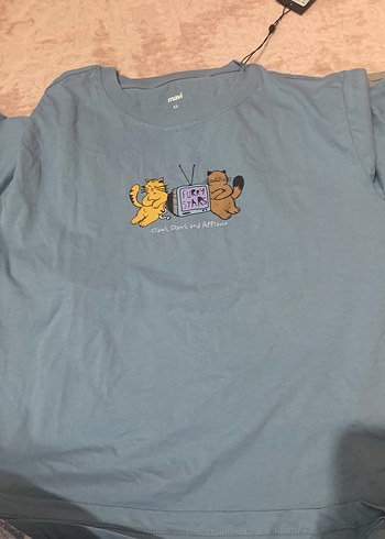 Mavi Kısa Kollu Denim Tişört - Görsel 2