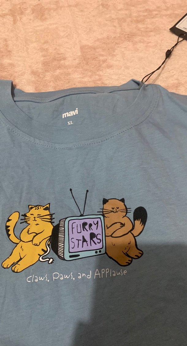 Mavi Kısa Kollu Denim Tişört - Görsel 3