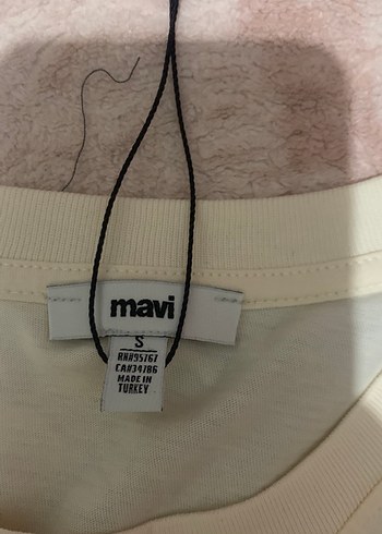 Bej Baskılı Mavi Denim Tişört - Görsel 4