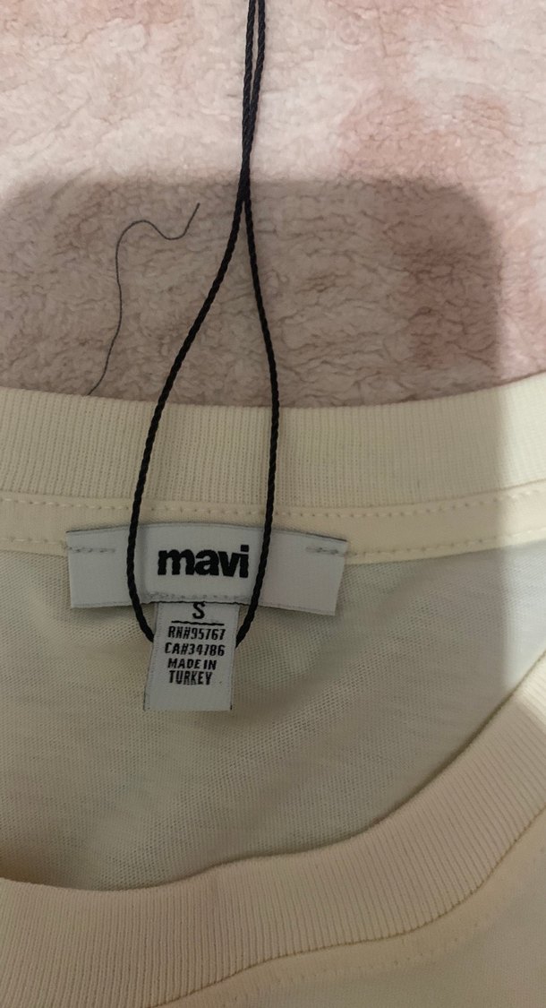 Bej Baskılı Mavi Denim Tişört - Görsel 4