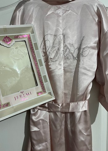 Parlak Bej Kadın Midi Bride Sabahlık - Görsel 4