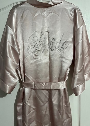 Parlak Bej Kadın Midi Bride Sabahlık - Görsel 3