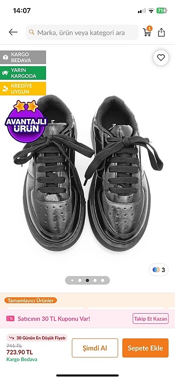 Marjin siyah spor ayakkabı