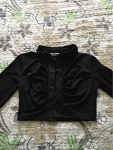 Siyah crop bluz