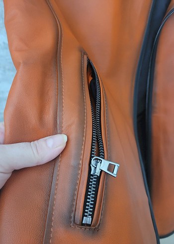 Erkek Kahverengi Deri Biker Yelek - Görsel 4