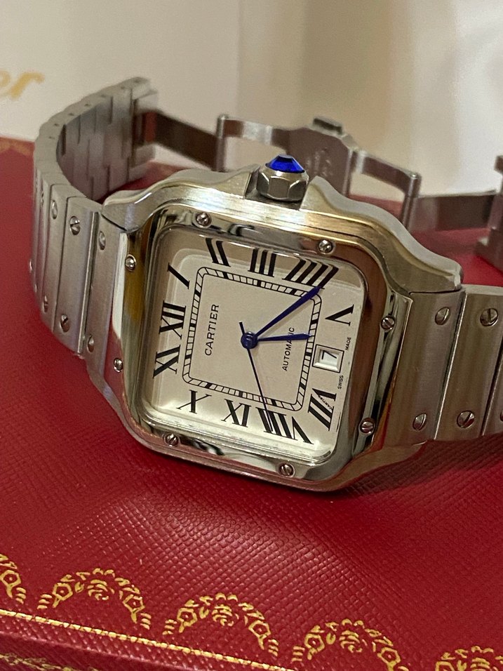 Cartier Klasik Erkek Beyaz Kol Saati - Görsel 2