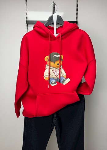 Diğer Canli Kirmizi Kapusonlu Gul Bear Hoodie