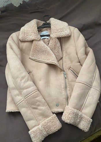Süet Kumaşlı Kürk Detaylı Kısa açık pembe ceket