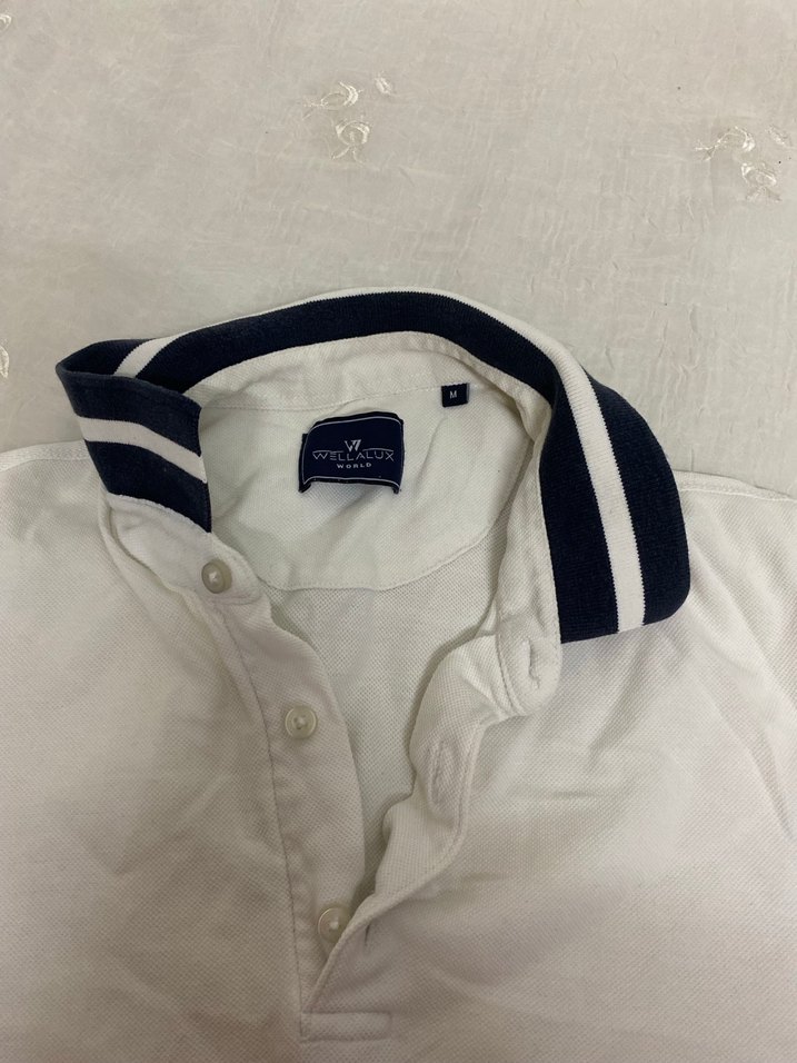 Düğmeli Beyaz Erkek Polo Tişört - Görsel 2